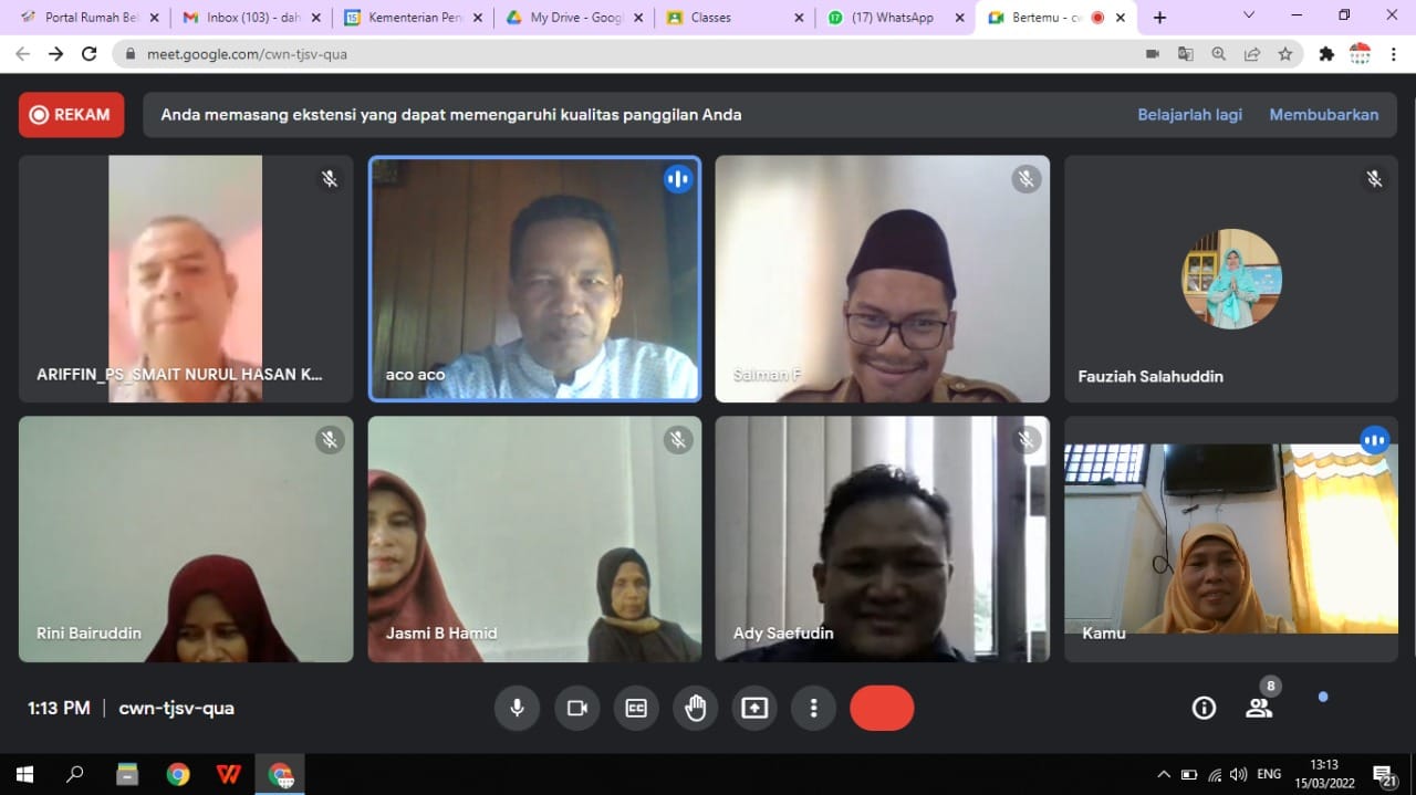 Pendampingan sekolah Penggerak dgn pelatih ahli Selasa,15 Maret 2022 melalui platform google meets education